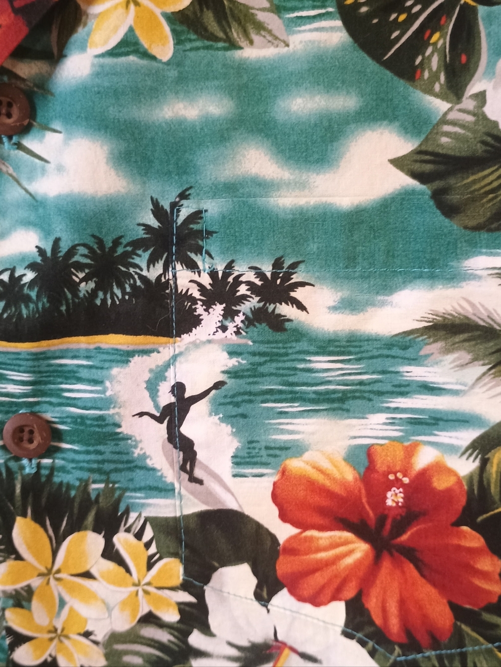 Blue Hawaii Tropical Floral Shirt 70s Mens Size M - Picture 3 of 4